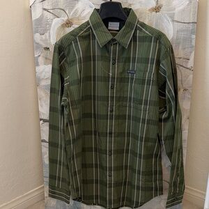 Columbia Men's Olive Striped Button Down Shirt